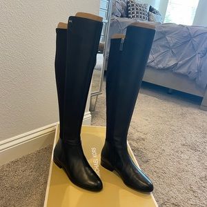 New leather Michael Kors Bromley flat boot, 7.5